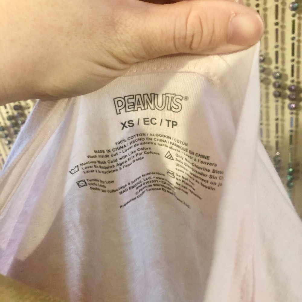 Pink crop top 100% cotton oversized size XS by Peanuts adorable for working out - Picture 5 of 8